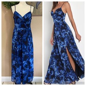 Lulus | Dresses | Nwot Lulus Beautiful Soul Blue Floral Print Twistfront  Maxi Dress | Poshmark